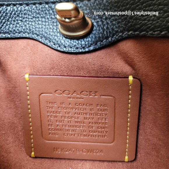 COACH Willow Polished Pebbled Leather Bucket Shoulder Bag- Black ⭐ - Picture 15 of 16